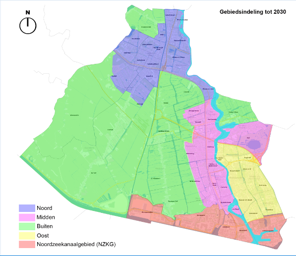 Kaart met deelgebieden Omgevingsvisie